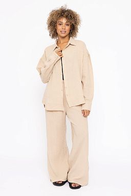 Button Down & Cotton Gauze Taupe set