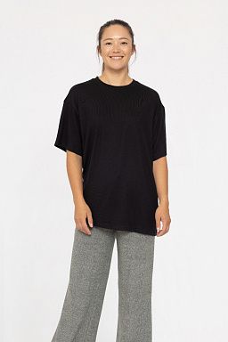 Brushed Hacci Oversized Boyfriend Black