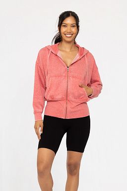 Fleece Jacket with Tapered Sleeves Cherry