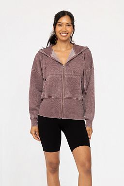 Fleece Jacket with Tapered Sleeves Plum 24