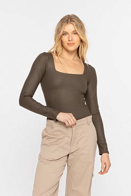 Square Neck Bodysuit Dark olive