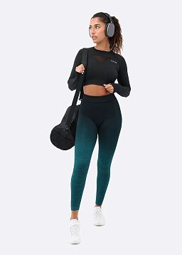 Ruched 2 Tone Seamless Black/Green